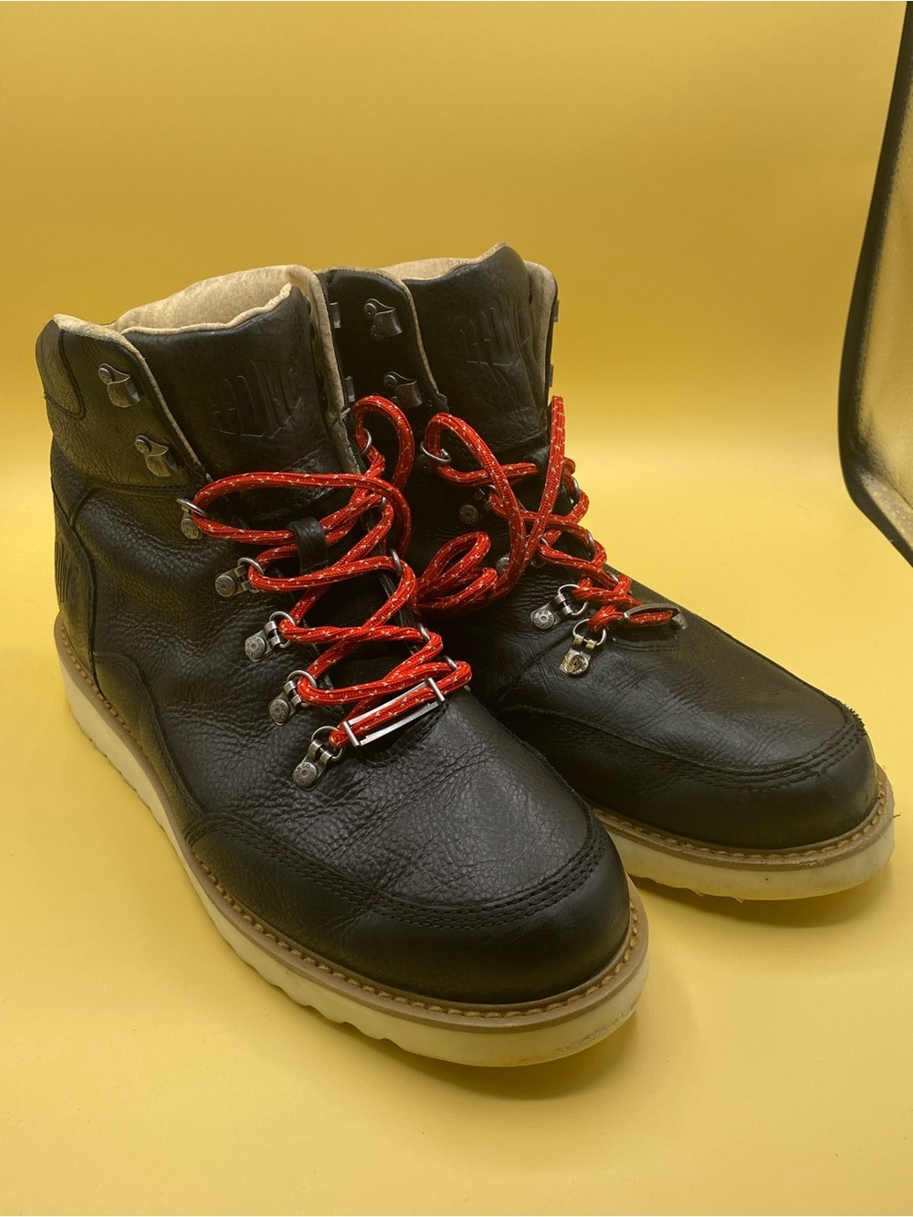 Harley-Davidson Black Leather Boots with Red Laces